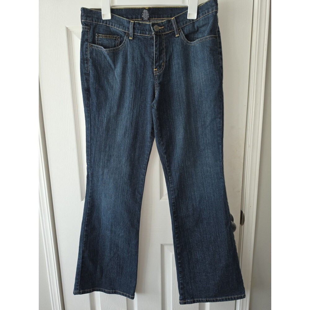 Womens New York & Company flare boot cut Jeans dark wash faded 5 pocket Sz 12